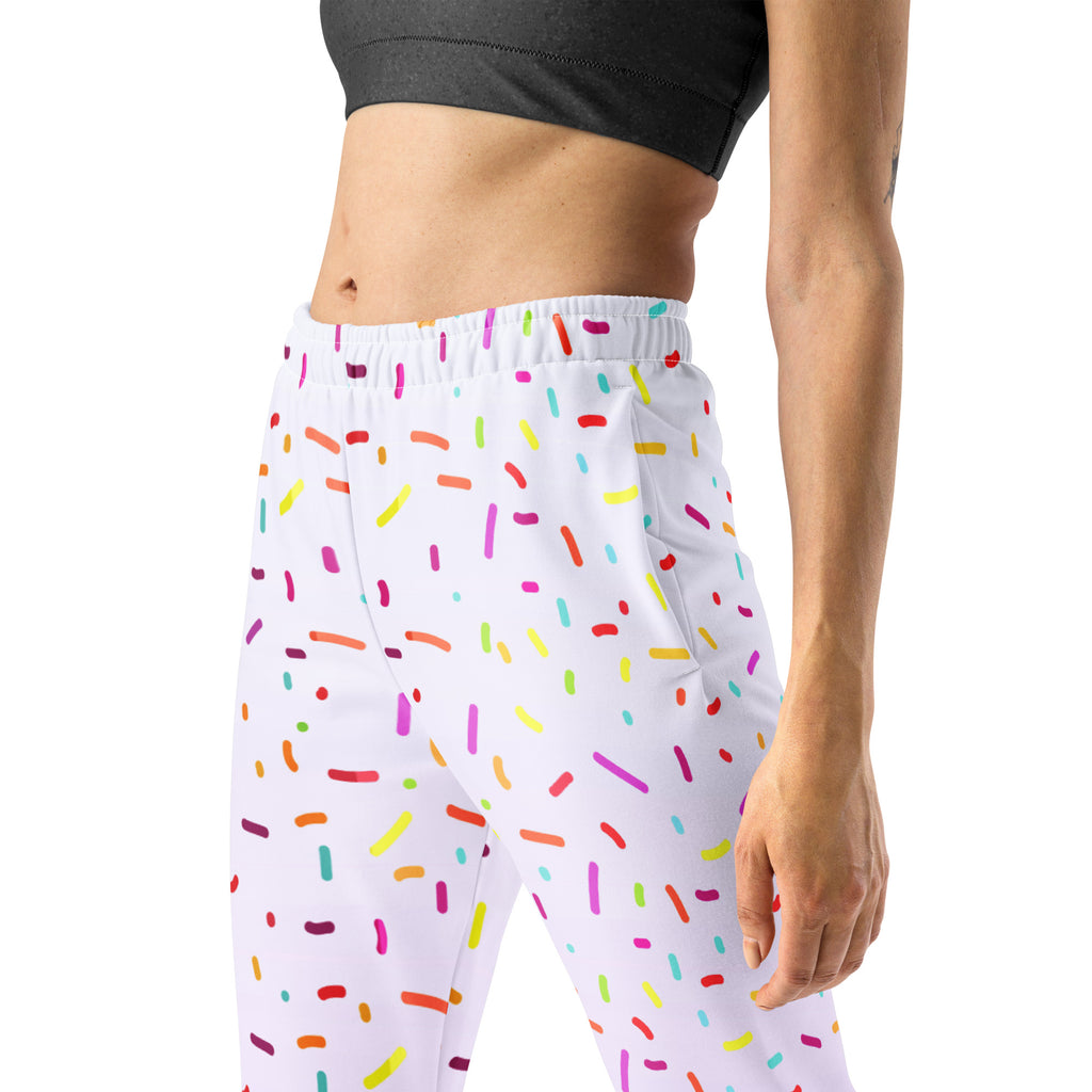 Women’s Colorful Sprinkles Recycled Jogger Pants With Pockets – Cozy Brushed Inside Fleece