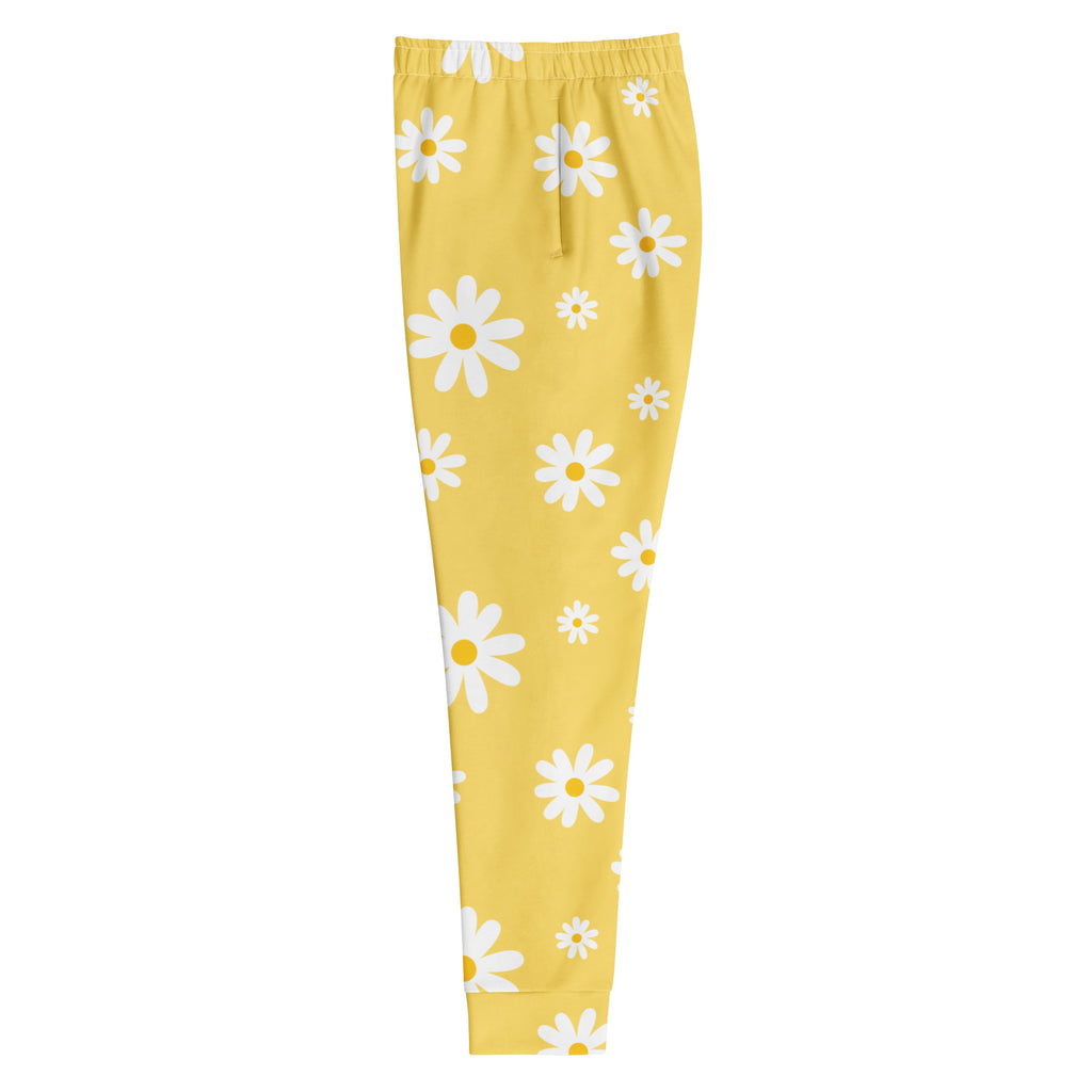 Women’s Yellow Daisy Recycled Jogger Pants With Pockets – Cozy Brushed Inside Fleece