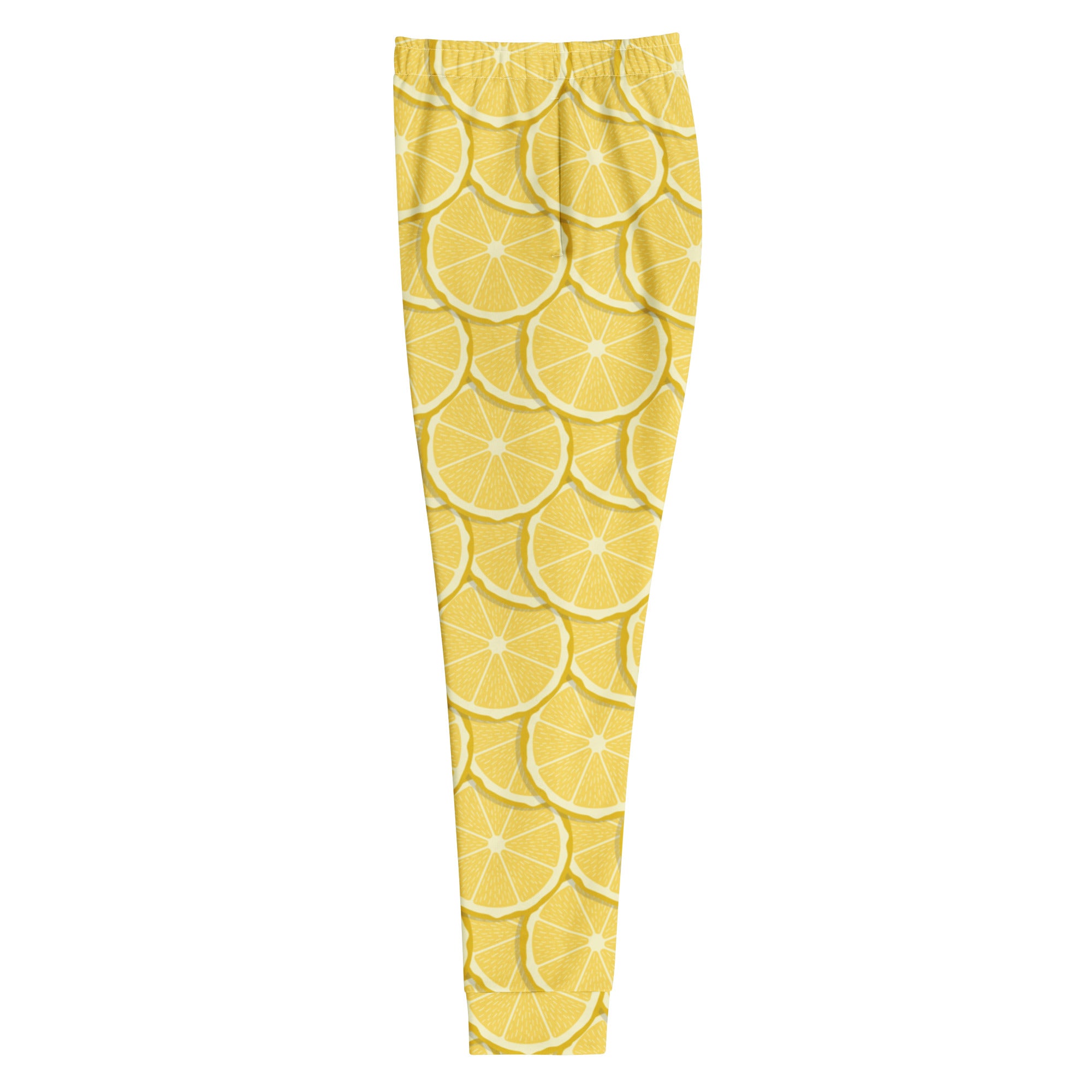 Women’s yellow lemon slice recycled jogger pants with cozy brushed inside fleece and pockets