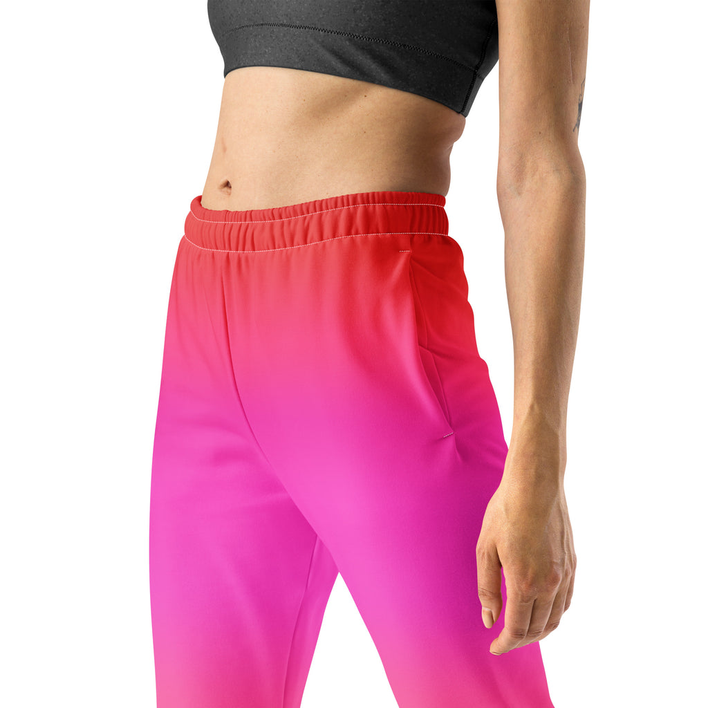 Women’s Sunset Ombre Recycled Jogger Pants With Pockets – Cozy Brushed Inside Fleece