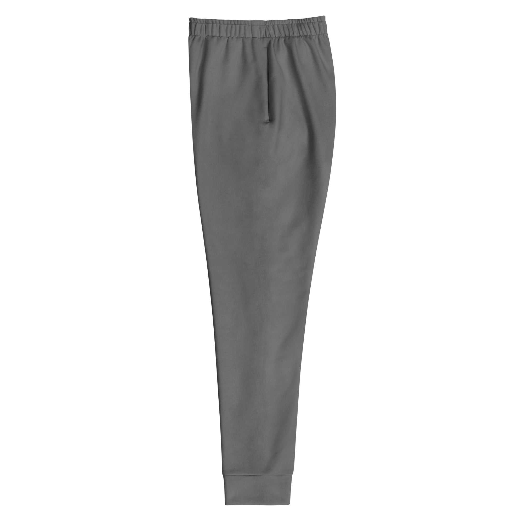 Women’s gray recycled jogger pants with elastic waistband drawstring pockets and smooth fabric finish for comfort