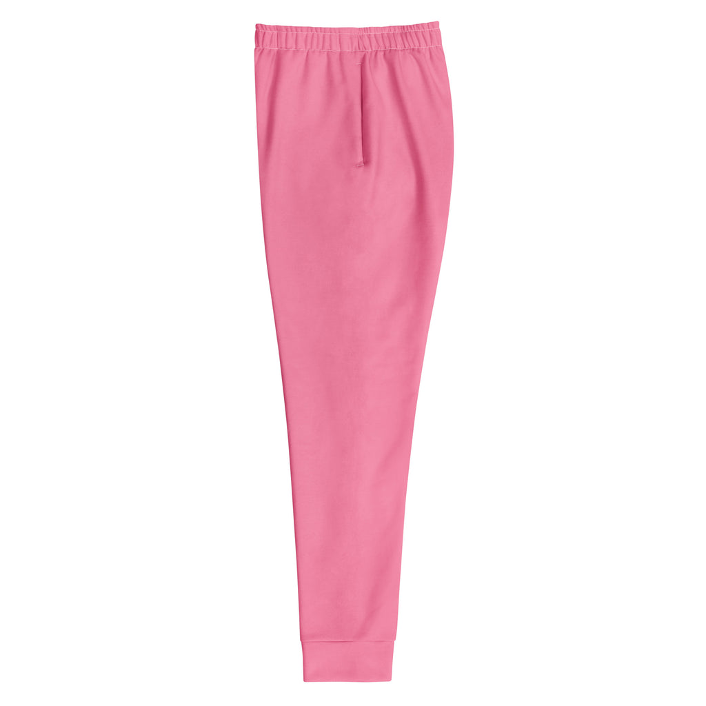 Women’s pink recycled jogger pants with elastic waistband front pocket and cozy brushed inside fleece lining
