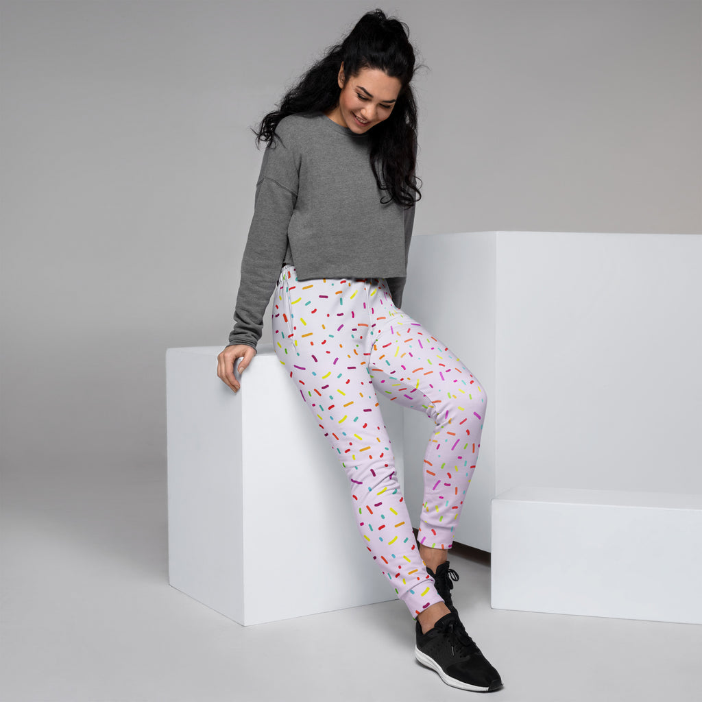 Women’s Colorful Sprinkles Recycled Jogger Pants With Pockets – Cozy Brushed Inside Fleece
