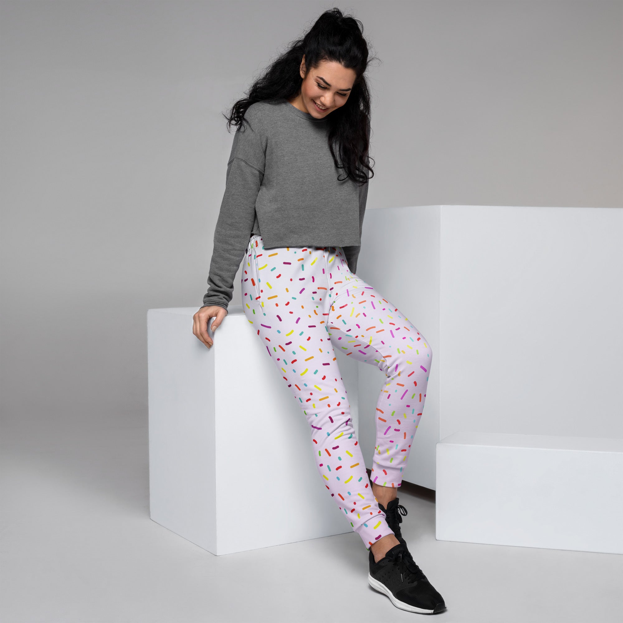 Women’s Colorful Sprinkles Recycled Jogger Pants With Pockets – Cozy Brushed Inside Fleece