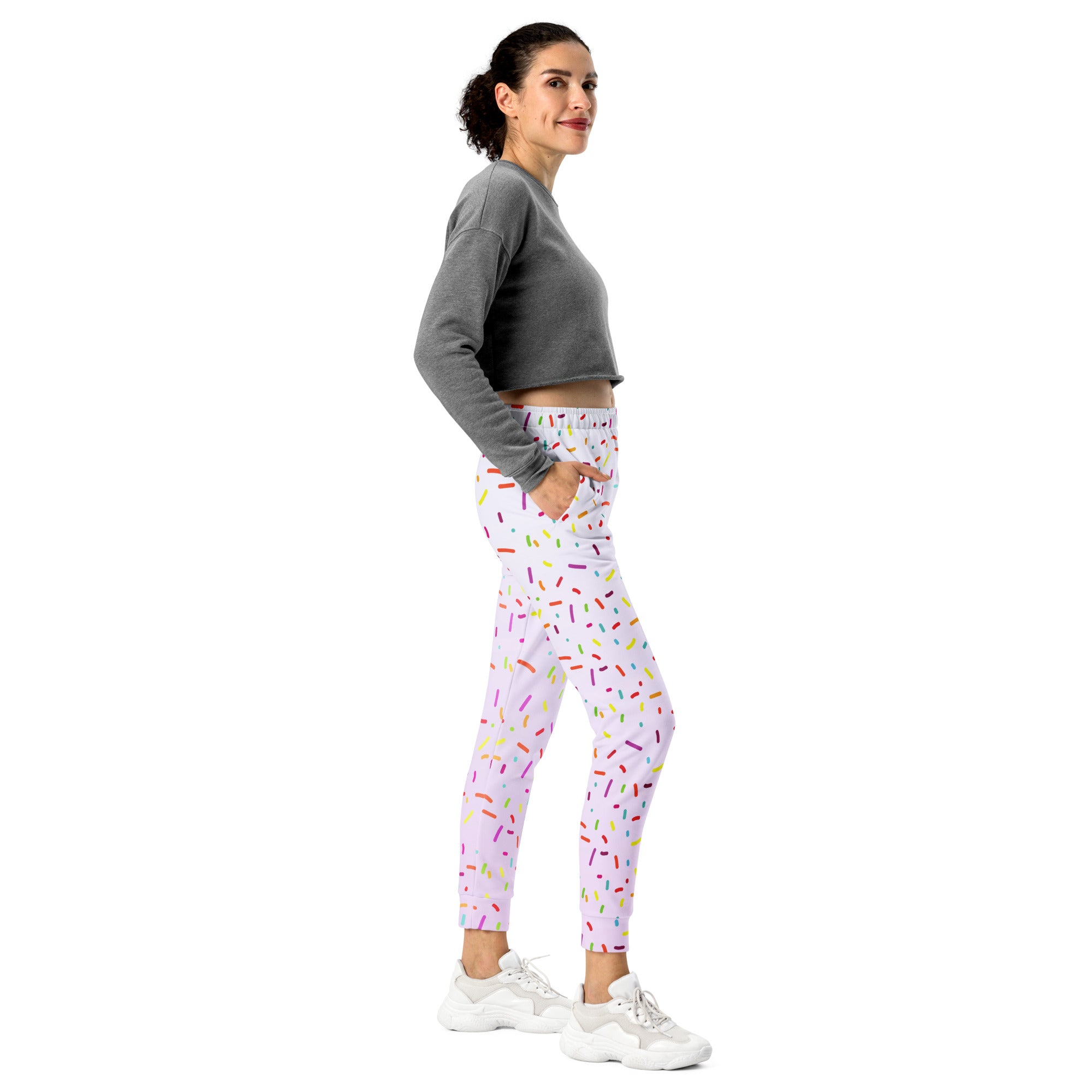 Women’s Colorful Sprinkles Recycled Jogger Pants With Pockets – Cozy Brushed Inside Fleece