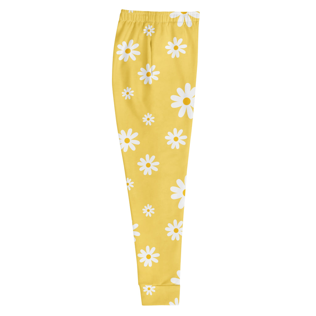 Women’s Yellow Daisy Recycled Jogger Pants With Pockets – Cozy Brushed Inside Fleece