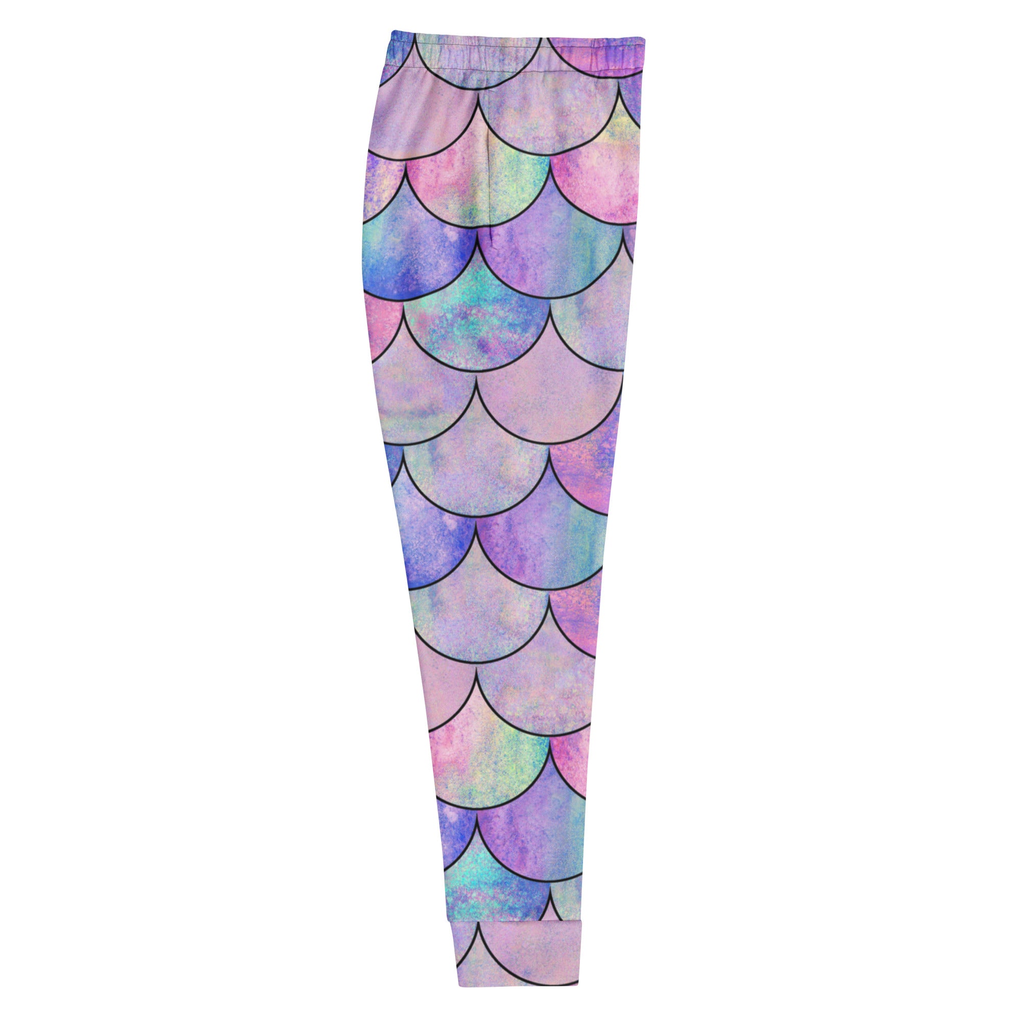 Women’s Pastel Mermaid Scales Recycled Jogger Pants With Pockets – Cozy Brushed Inside Fleece