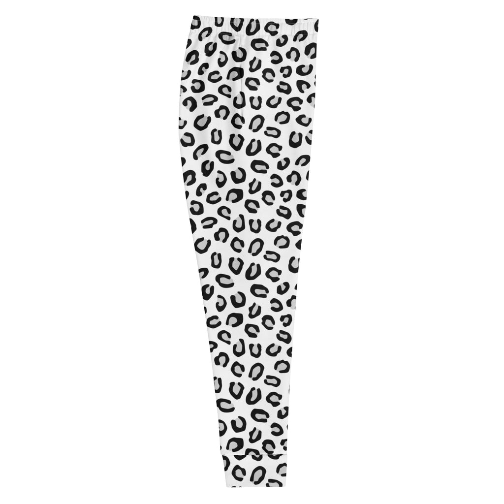 Women’s black and white leopard recycled jogger pants with bold print cozy brushed fleece and pockets