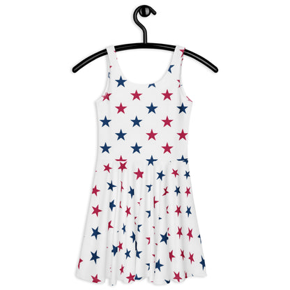 Women's Patriotic Stars Buttery Soft Skater Dress With UPF 50+
