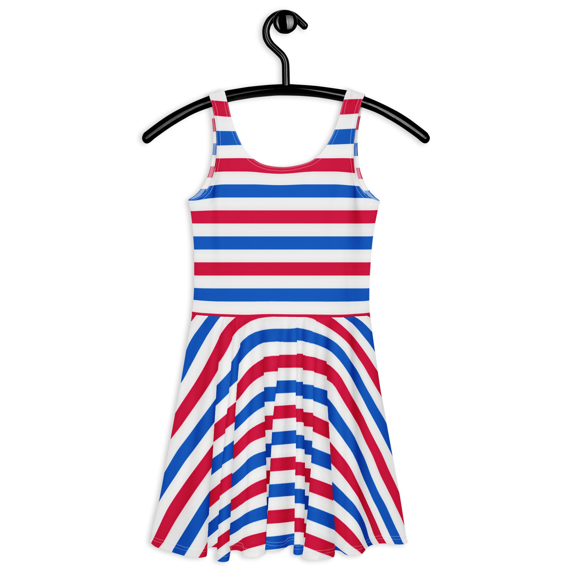 Women's Red White & Blue Striped Buttery Soft Skater Dress With UPF 50+