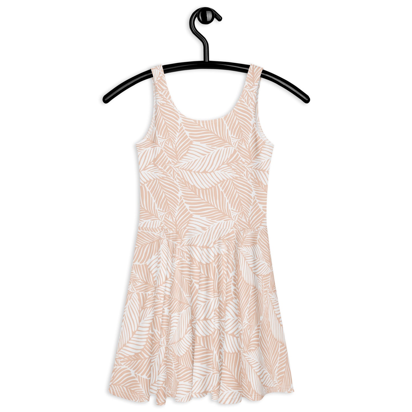 Women's Neutral Leaf Print Buttery Soft Skater Dress With UPF 50+
