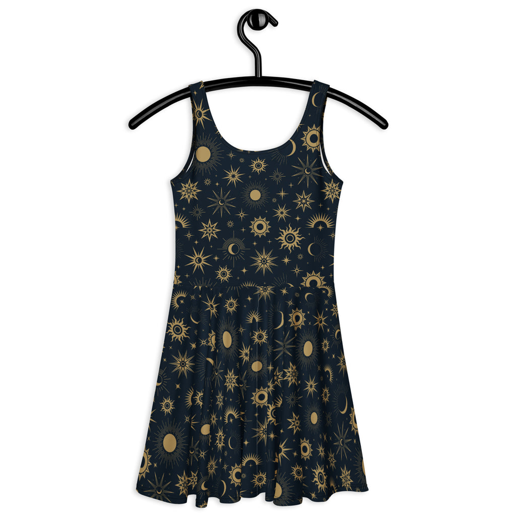Women's Celestial Sun & Moon Buttery Soft Skater Dress With UPF 50+