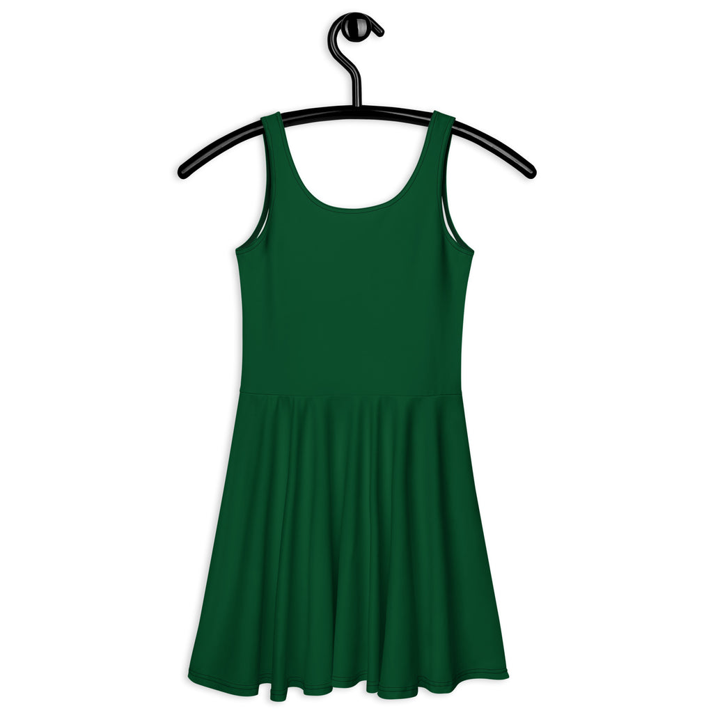 Women's Dark Green Buttery Soft Skater Dress With UPF 50+