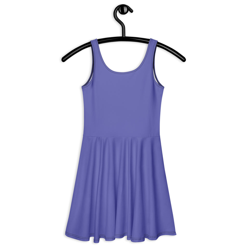 Women’s purple sleeveless skater dress with rounded neckline gathered waist and buttery soft fabric with UPF 50+ protection