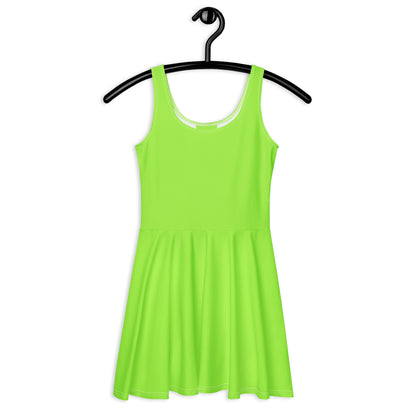 Women's Lime Green Buttery Soft Skater Dress With UPF 50+