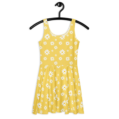 Women's Yellow Daisy Buttery Soft Skater Dress With UPF 50+