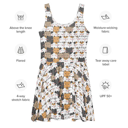 Women's Kawaii Cats Buttery Soft Skater Dress With UPF 50+