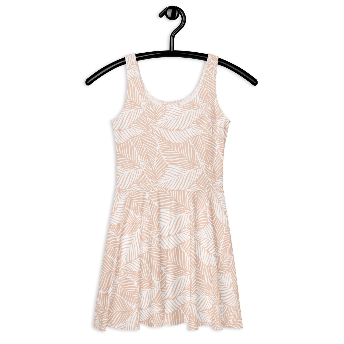 Women's Neutral Leaf Print Buttery Soft Skater Dress With UPF 50+