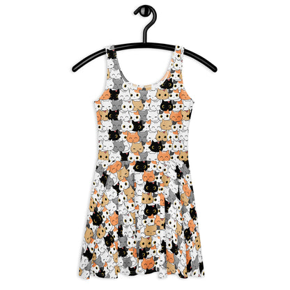 Women's Cat Face Buttery Soft Skater Dress With UPF 50+