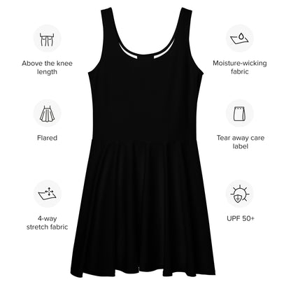 Women's Black Buttery Soft Skater Dress With UPF 50+