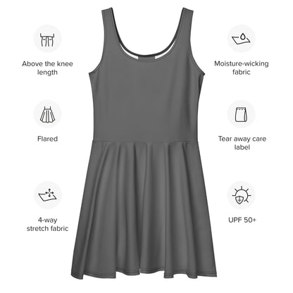 Women's Grey Buttery Soft Skater Dress With UPF 50+