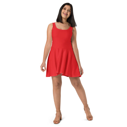 Women's Red Buttery Soft Skater Dress With UPF 50+
