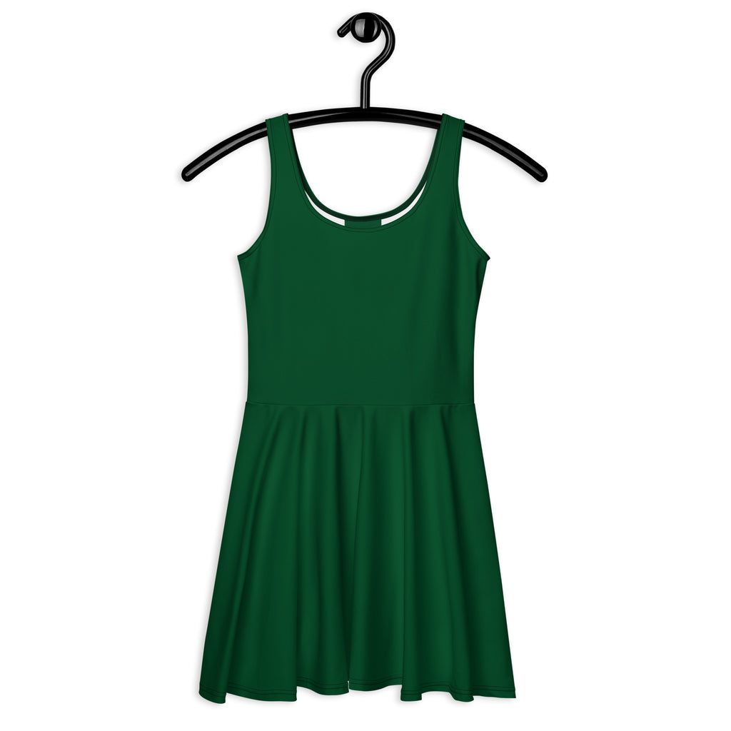 Women's Dark Green Buttery Soft Skater Dress With UPF 50+