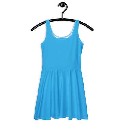 Women's Sky Blue Buttery Soft Skater Dress With UPF 50+