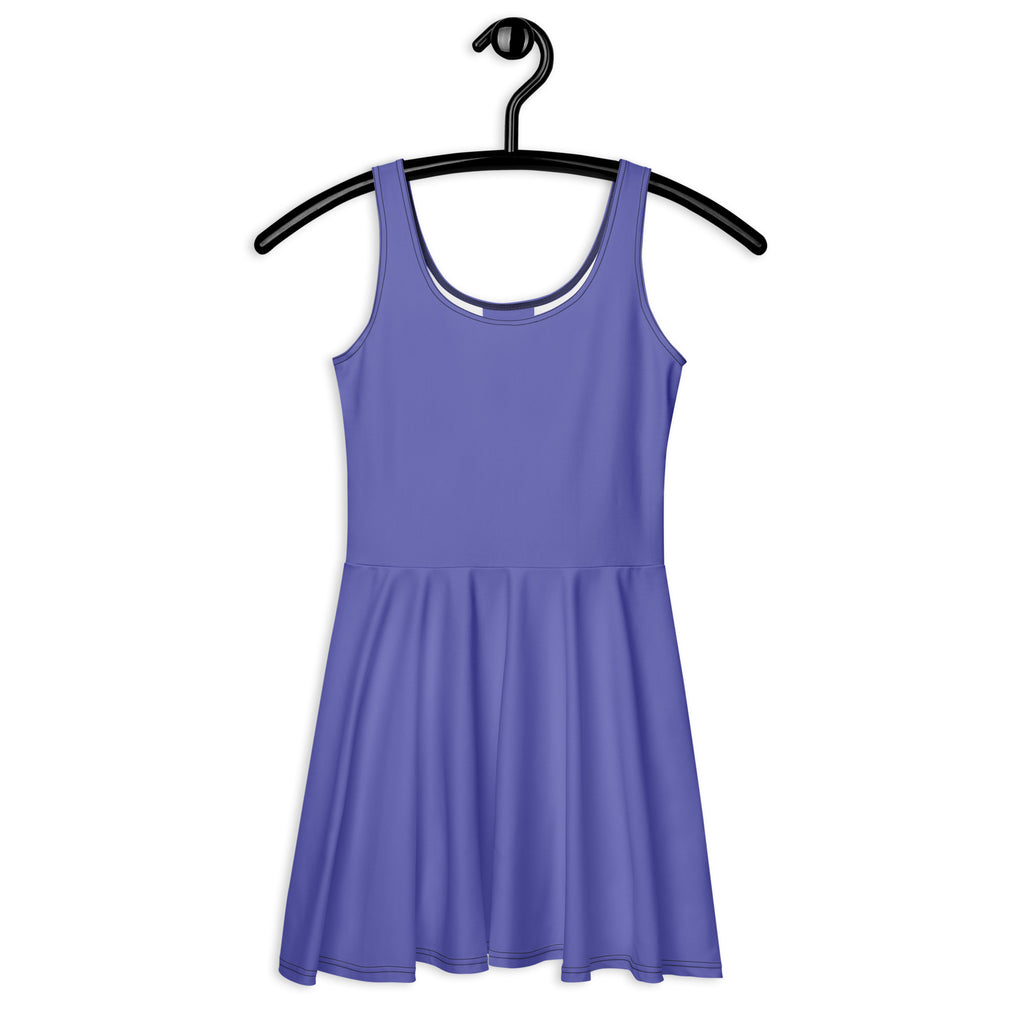 Women purple buttery soft sleeveless skater dress with fitted bodice flared skirt and UPF 50 plus sun protection
