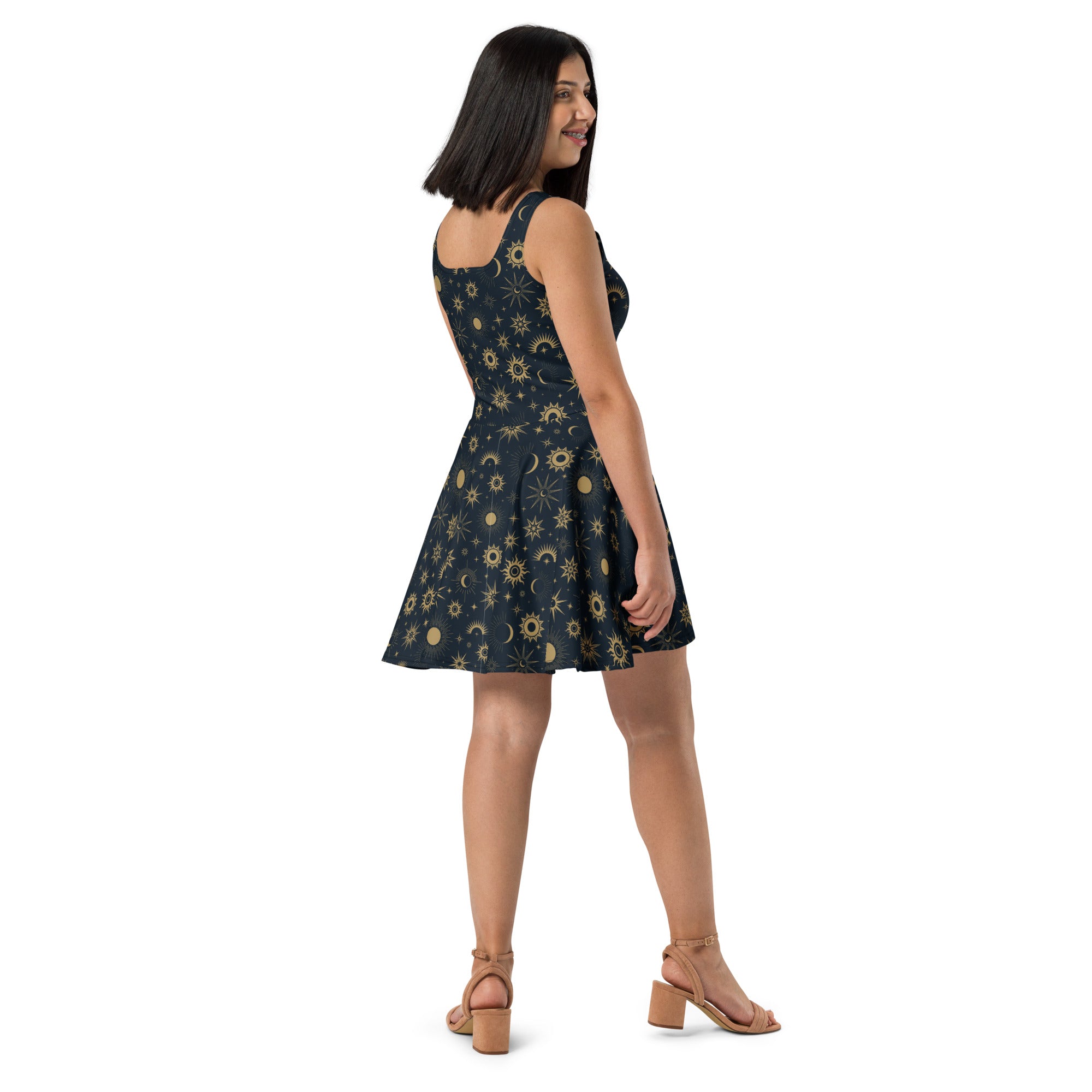 Women's Celestial Sun & Moon Buttery Soft Skater Dress With UPF 50+
