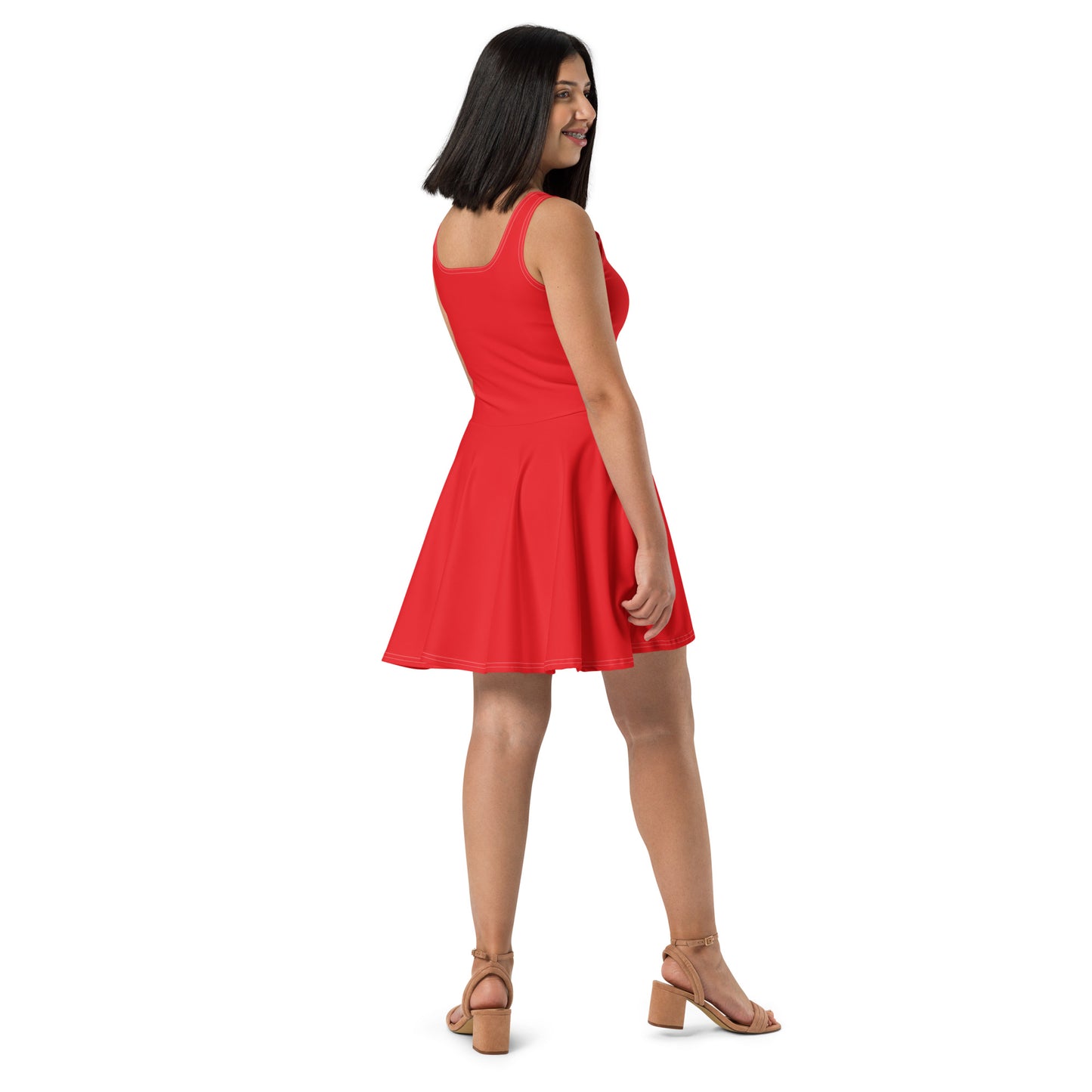 Women's Red Buttery Soft Skater Dress With UPF 50+