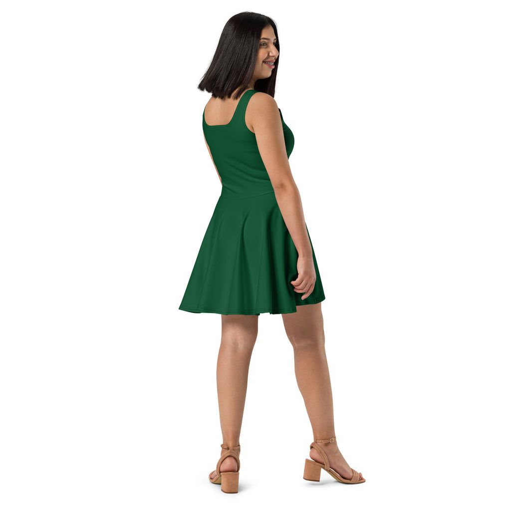 Women's Dark Green Buttery Soft Skater Dress With UPF 50+