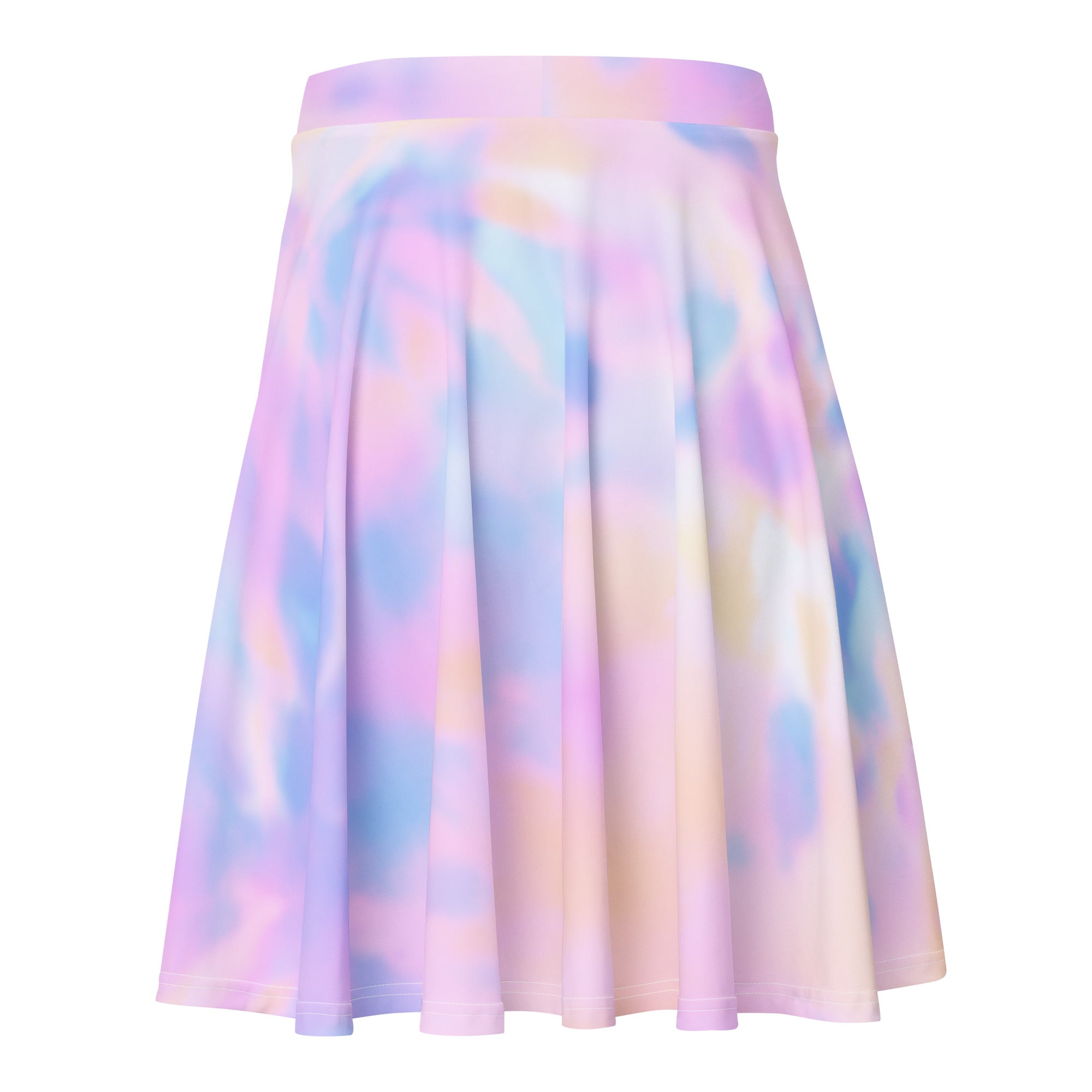 Women’s pastel watercolor tie dye skater skirt pleated flowy high waisted soft recycled fabric with upf 50+