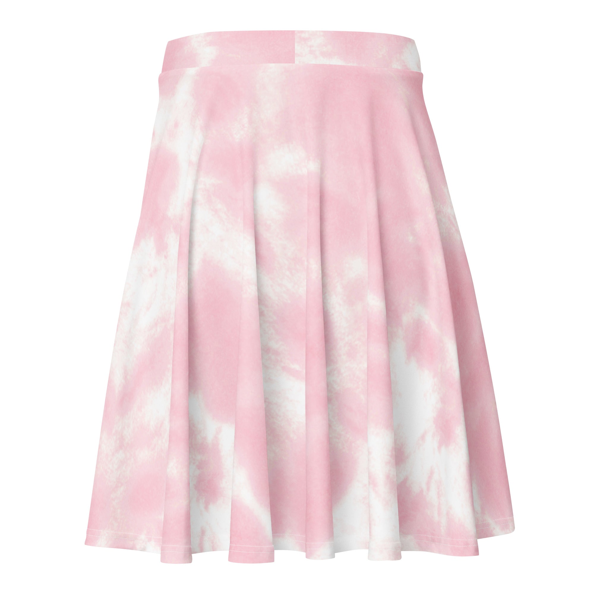 Women’s pink and white tie dye pleated skater skirt flowy high waisted with upf 50 plus and recycled fabric