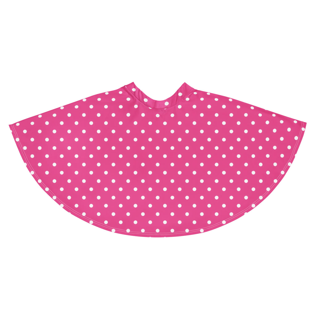 Women’s pink polka dot skater skirt with white dots flowy high waisted upf 50 plus recycled fabric