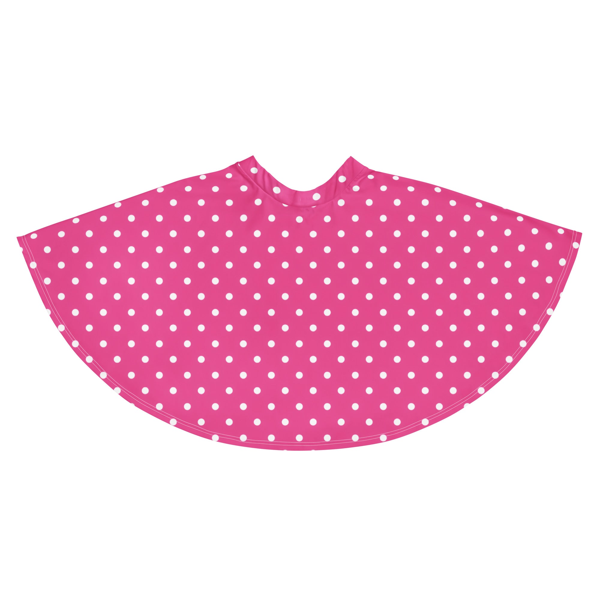 Women’s pink polka dot skater skirt with white dots flowy high waisted upf 50 plus recycled fabric