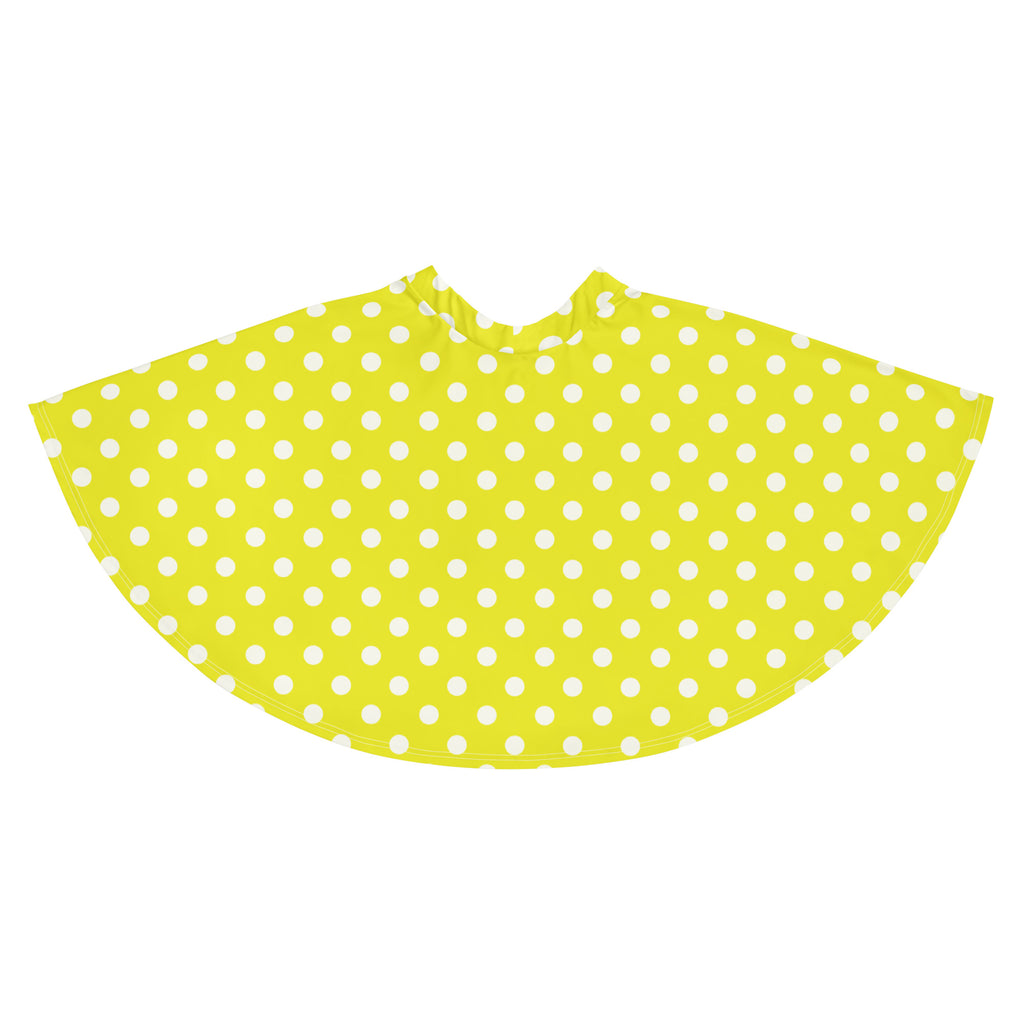 Women’s yellow polka dot skater skirt with flowy high waist made from recycled fabric with upf 50 plus protection