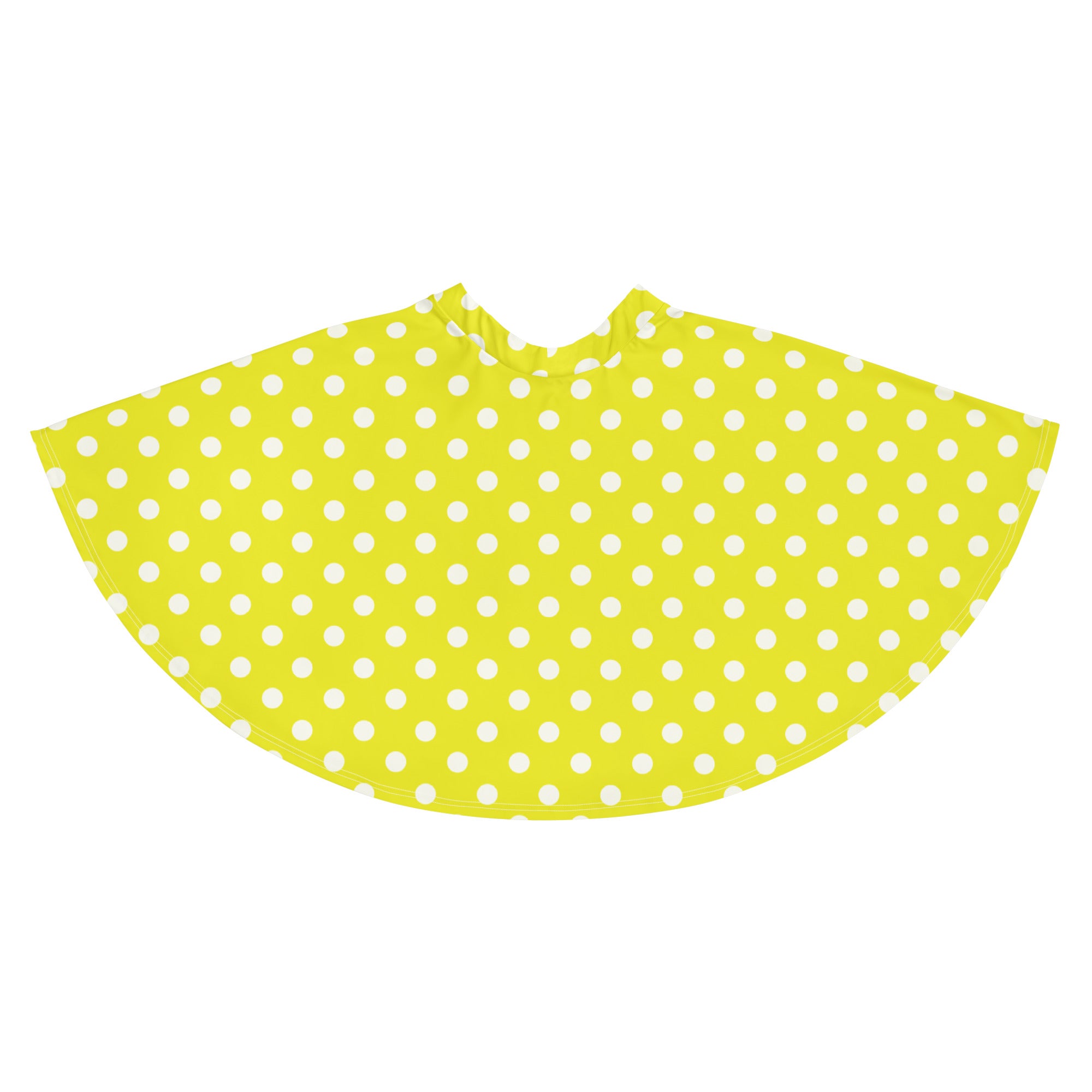 Women’s yellow polka dot skater skirt with flowy high waist made from recycled fabric with upf 50 plus protection