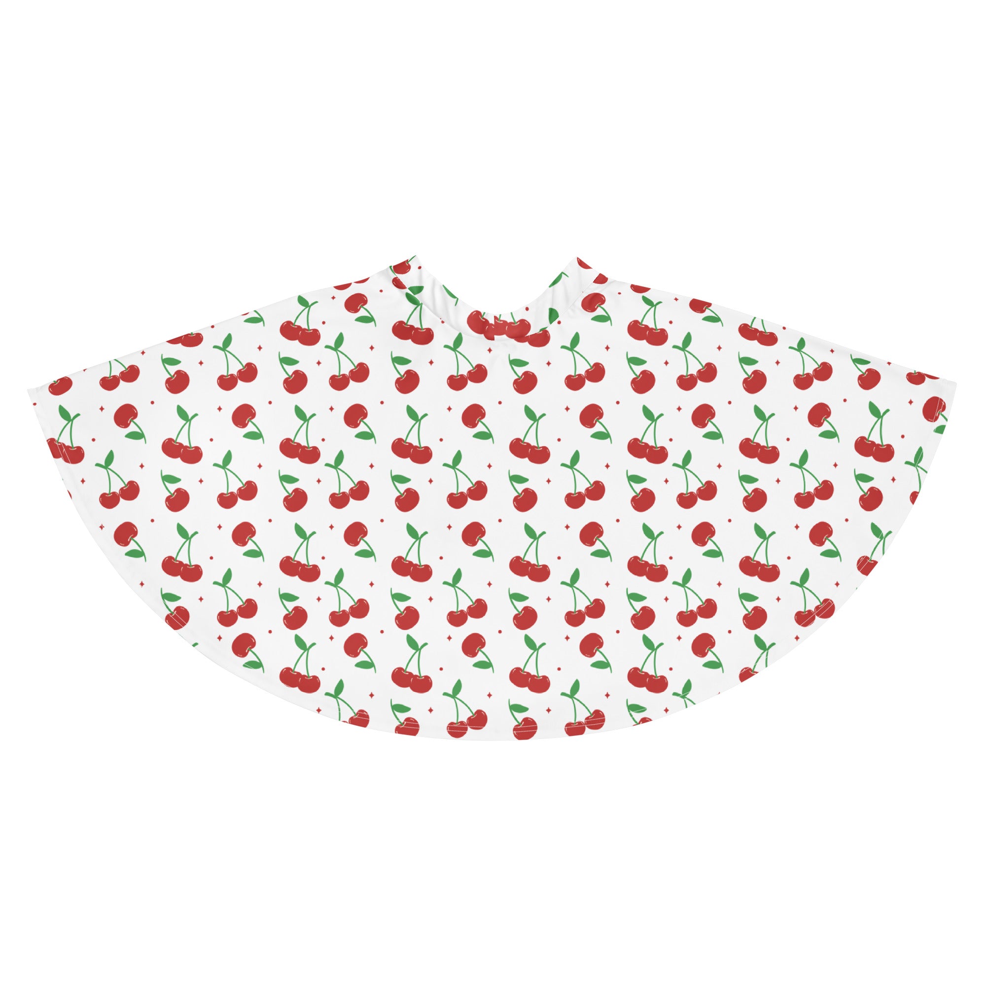 Women’s white cherry skater skirt with red cherry print flowy high waisted recycled fabric upf 50+