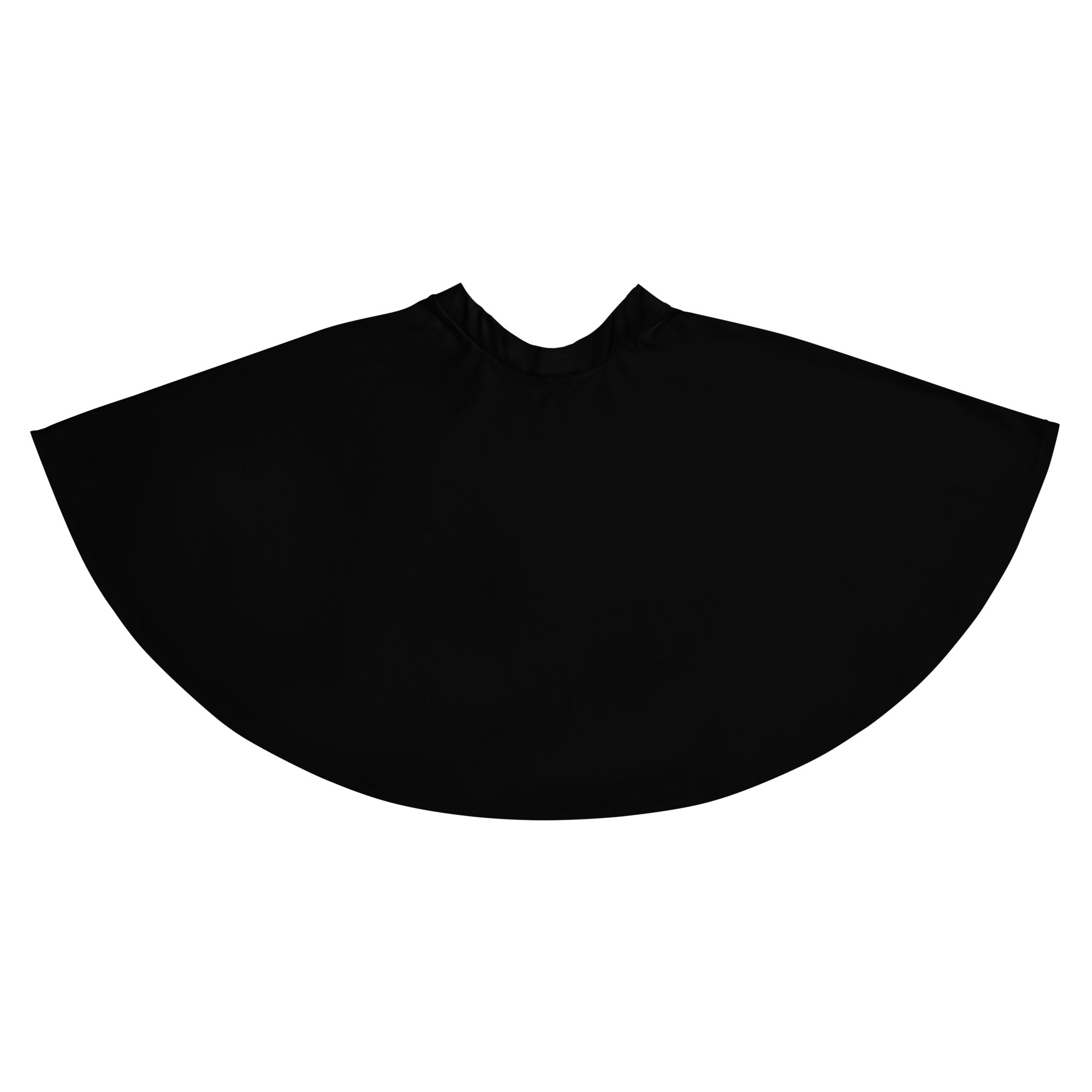 Black solid-colored mustache-shaped object illustrating a playful design detail for women’s black skater skirt with recycled fabric