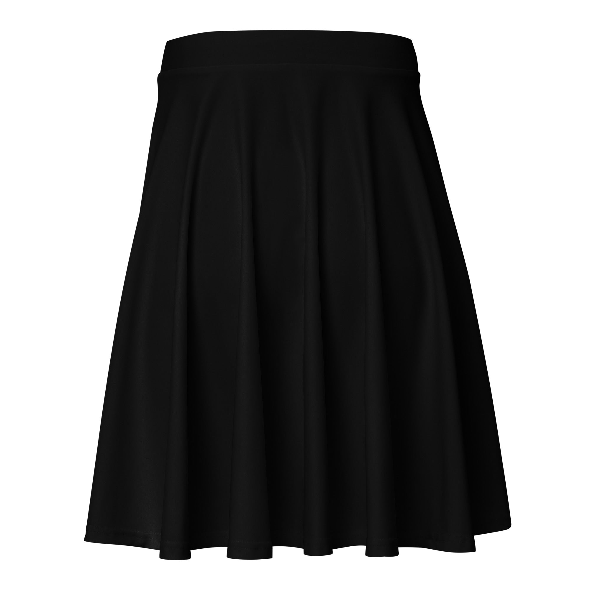 Women’s black skater skirt with pleats smooth flowing silhouette high waisted made from recycled fabric with upf 50+
