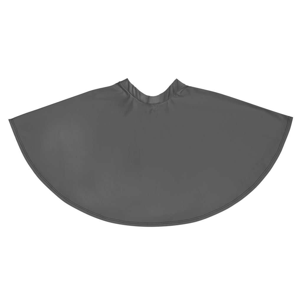 A sleek dark gray fabric cape with smooth texture and stitched edges paired with women’s gray skater skirt with UPF 50+ and recycled fabric