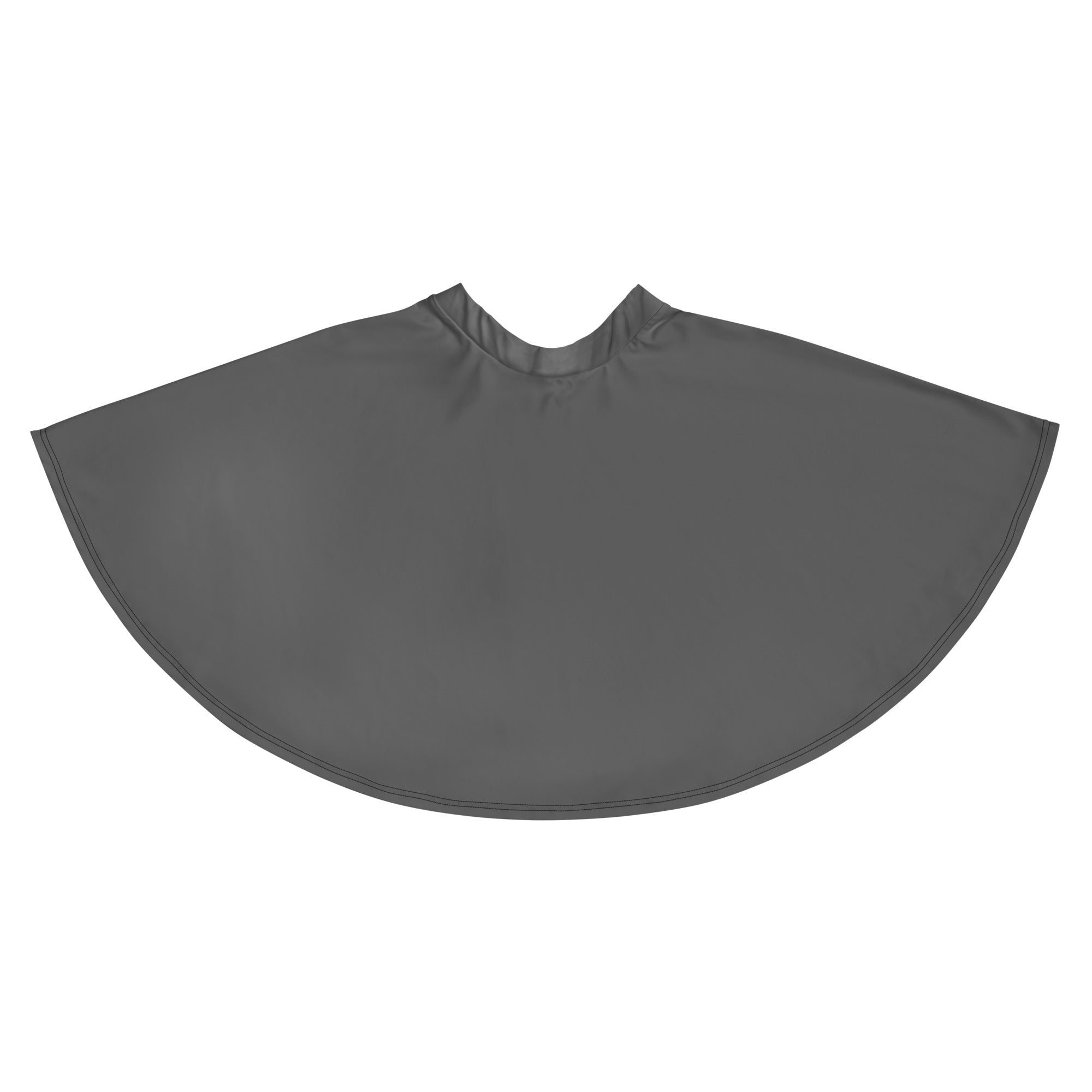 A sleek dark gray fabric cape with smooth texture and stitched edges paired with women’s gray skater skirt with UPF 50+ and recycled fabric