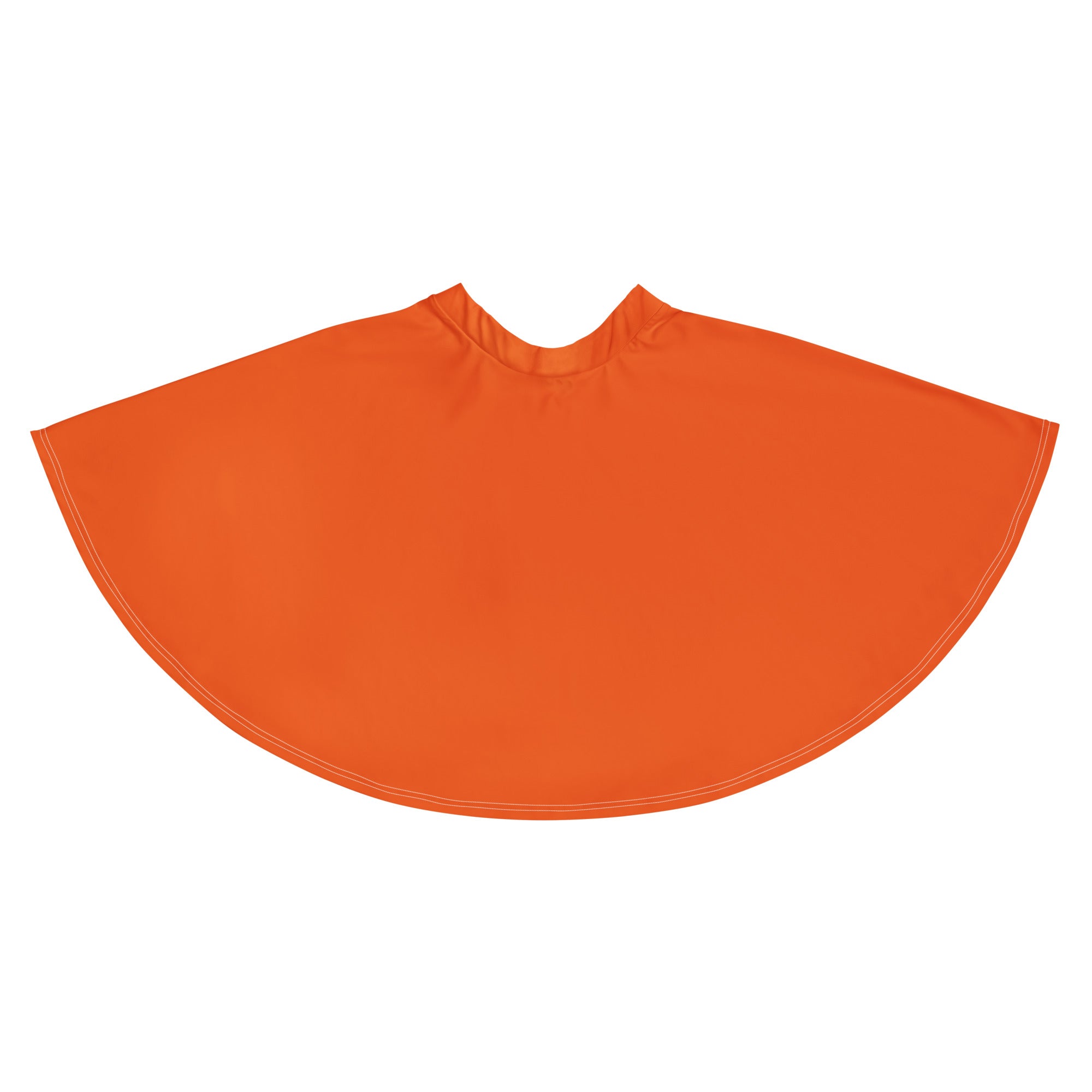 Women’s orange skater skirt made of smooth recycled fabric with flowy high waist and rounded neckline cape detail