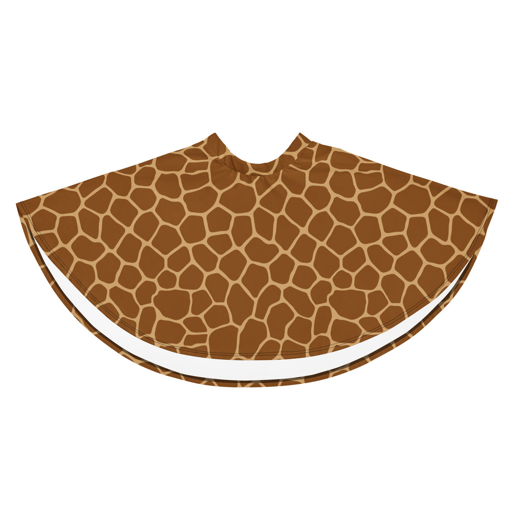 Women’s giraffe print skater skirt with flowy high waisted design made of recycled fabric with upf 50 plus protection