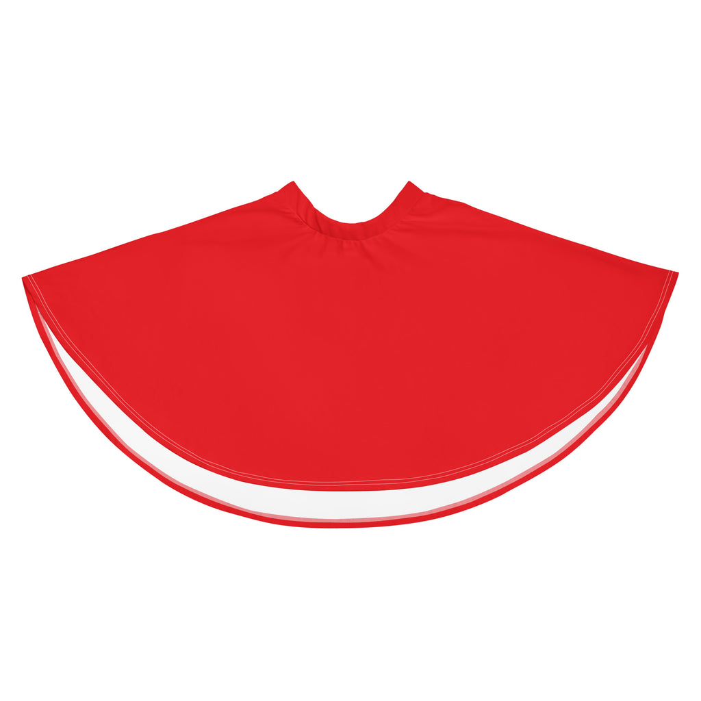 Women’s red skater skirt with watermelon-themed red and white cape made from recycled fabric and upf 50 plus protection