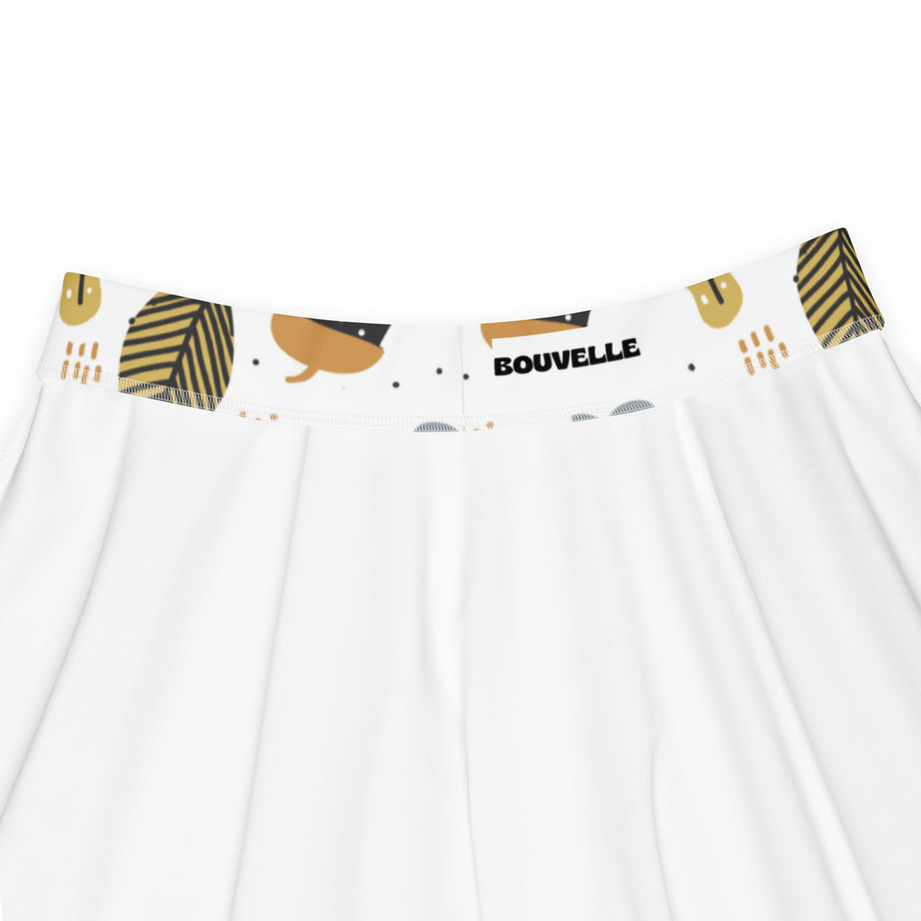 White women’s underwear with playful gold and black leaf and animal print elastic waistband detail