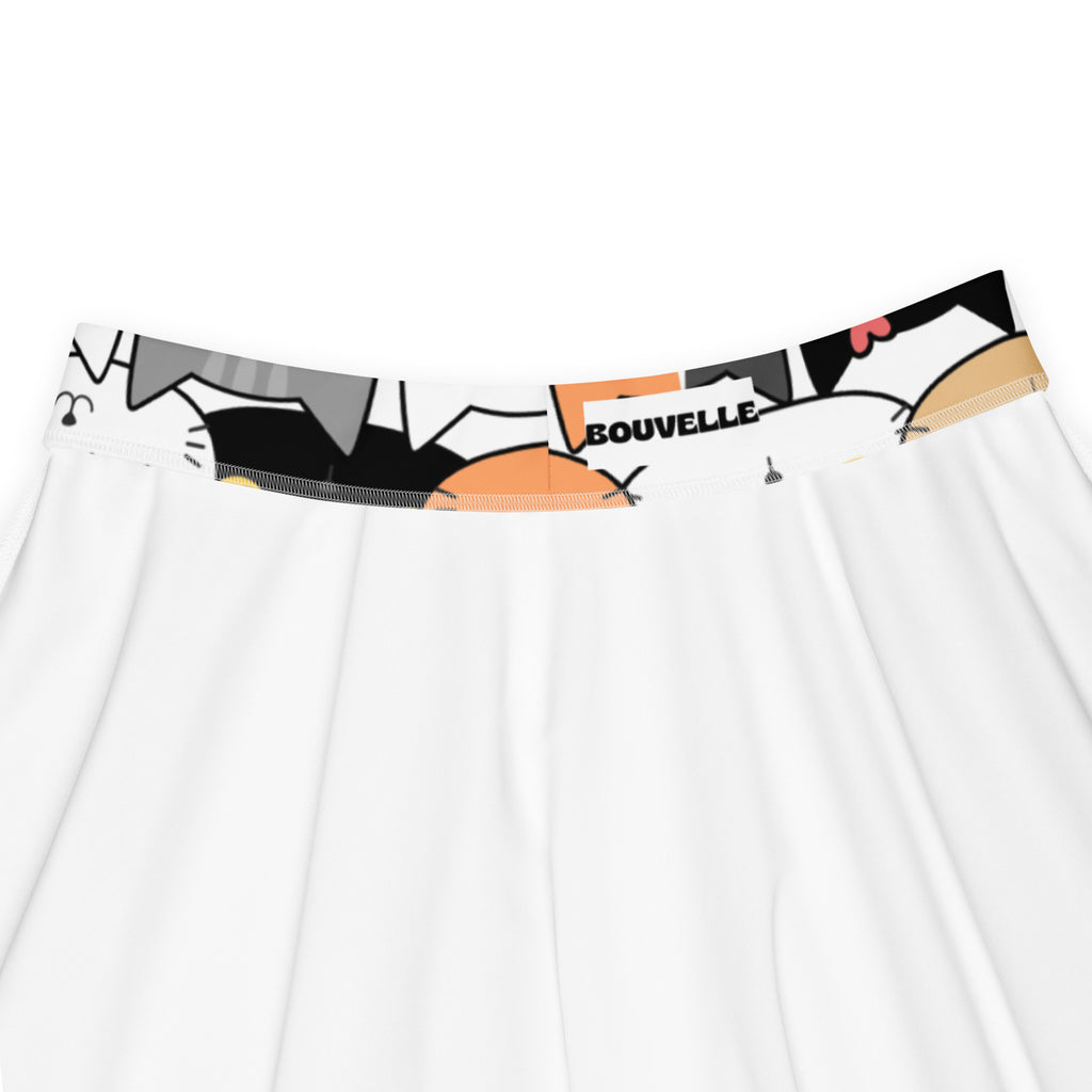 White women’s underwear with black gray and orange cartoon cat pattern on elastic waistband for comfort