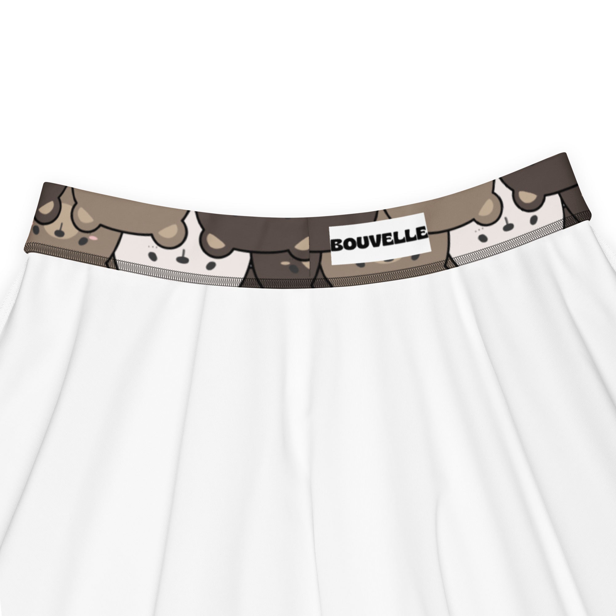 White underwear with a cartoon bear patterned waistband featuring brown and beige bears against a white background