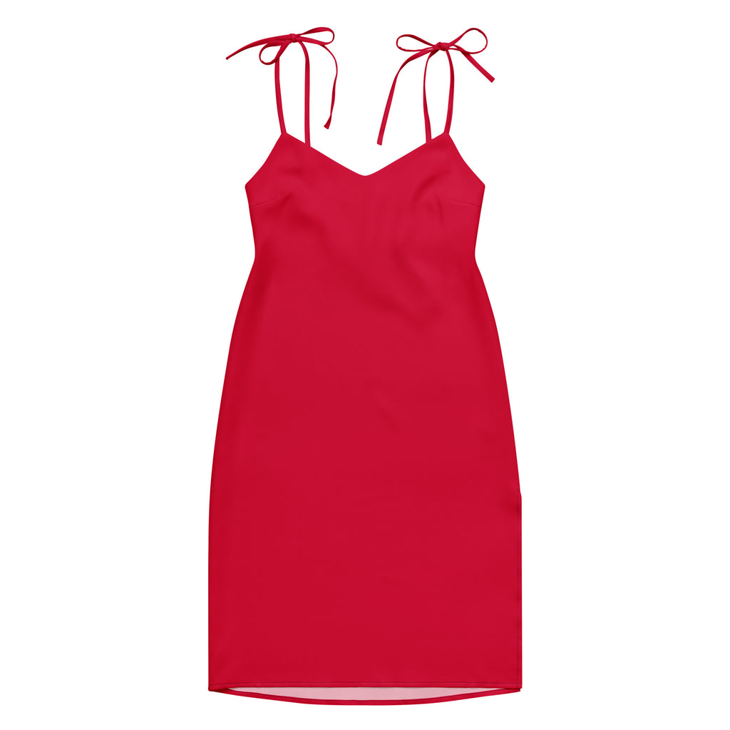 Red dress with thin straps on a white background